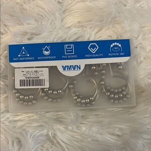 VMVN 12 pc Silver Shower Curtain & Liner Combined Hooks